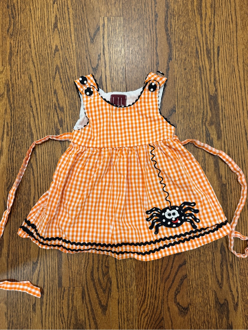 Toddler Orange Gingham Spider Apron Dress - Brand Unknown